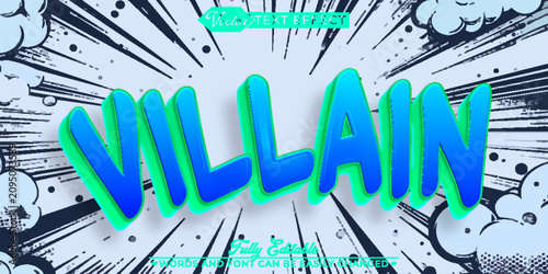Fotografie Dark Villain Evil Power Typography Vector Fully Editable Smart Object Text Effe