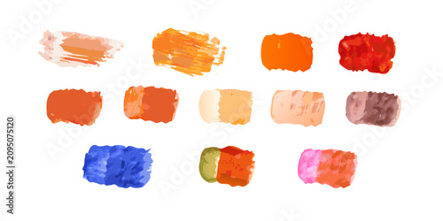 Colorful Set of Abstract Watercolor Paint Brush Strokes