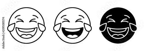 Foto Laughing emoji icon set for humor and entertainment outline, solid and color sty