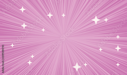 Dynamic pink manga speed lines background with magenta pop art halftone pattern and anime sparkle star explosion effect vector.
