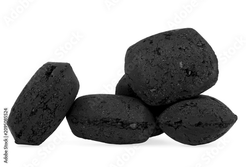 фотографія Bbq charcoal briquette isolated on a white background