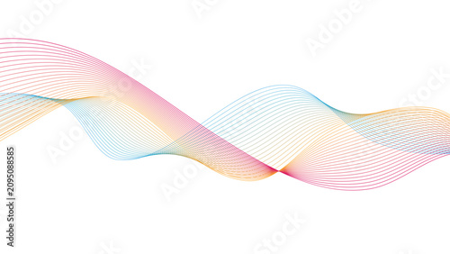 Colorful Abstract Wave Line Background with Flowing Gradient Ribbon Design. Modern Multicolor Wave Lines Background Featuring Elegant Linear Flow.
