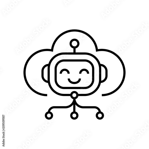 Smiling Robot Face with Antennae.