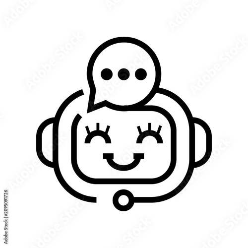 Smiling Robot Face with Speech Bubble.