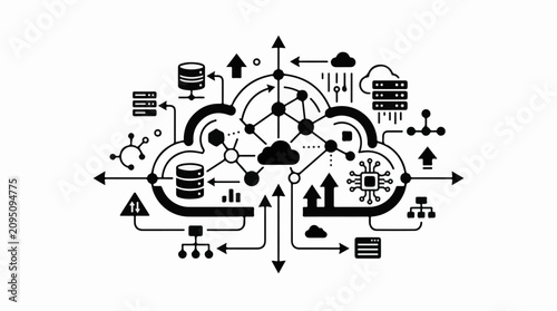 Abstract network nodes connected within a cloud data structure