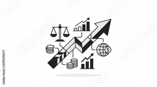Conceptual illustration of financial growth money and global economics