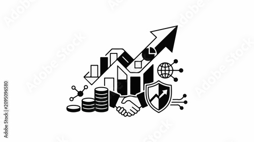 Business growth and digital security depicted abstractly