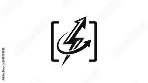 Black lightning bolt symbol with arrows inside brackets