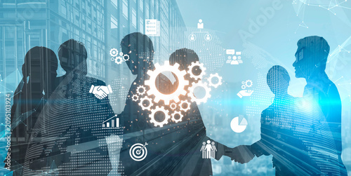 Schilderij op canvas Strong teamwork boosts productivity through collaboration, shared goals, and communication strategies that align team dynamics with a unified business vision