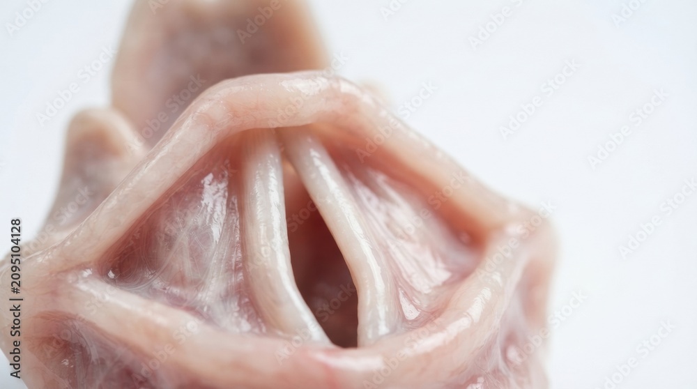 Obraz premium Close up view of human larynx vocal folds and glottis anatomy for medical background and scientific poster design for education and research