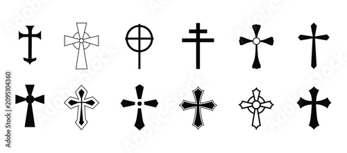 Foto Christian Cross Symbols Collection with Religious Church and Faith Vector Icons