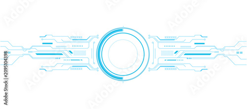 Futuristic Blue HUD Interface Circle with Digital Technology Circuit Frame Vector