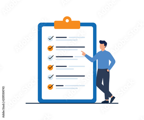 Business Checklist Clipboard Illustration with Task Management and To Do List Concept Flat Vector