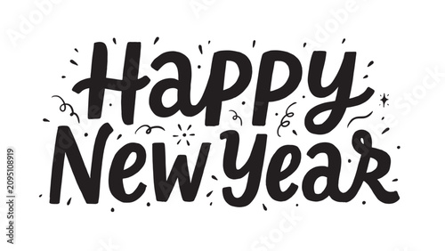Happy New Year festive typography with confetti