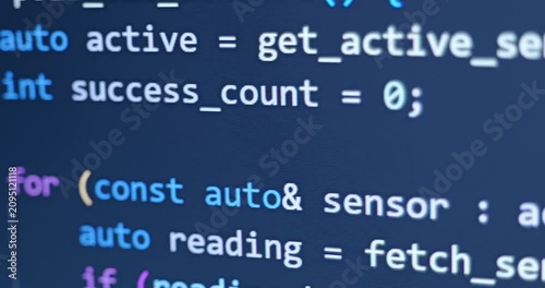 Close up of Typescript code scrolled on the monitor