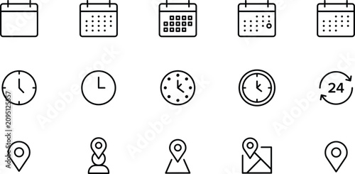 Foto Calendar clock location icons flat vector illustration