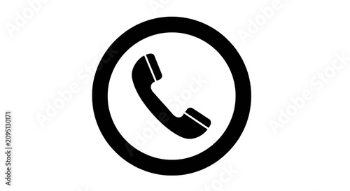 Vector illustration of telephone icon, black and white vector symbol on a transparent background