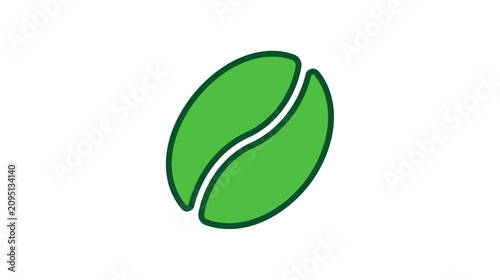 Konstfotografi Green Coffee Bean Icon Isolated on White Background
