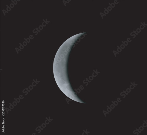 Φωτογραφία Waning crescent moon on black background. Vector illustration