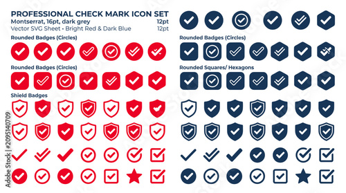 Fotografie Professional Check Mark Icon Set.