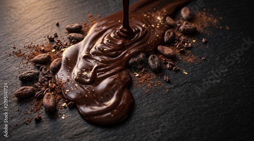 Gourmet dark melted cocoa for a world chocolate day celebration