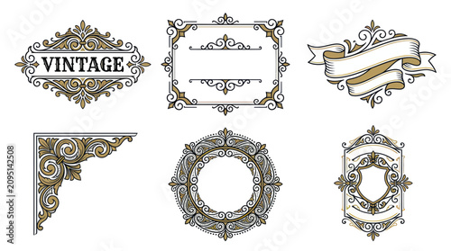 Tableau sur toile Vintage ornate decorative frames and labels.