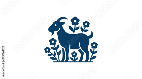 Photography Blue silhouette of a goat standing.