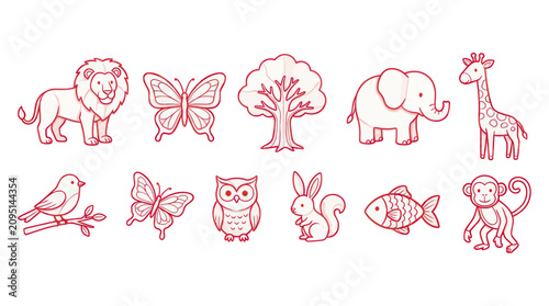 Photography Collection of various wild animals icons.