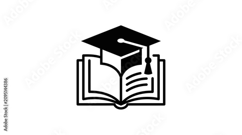 Foto Graduation Cap on Open Book Symbol.