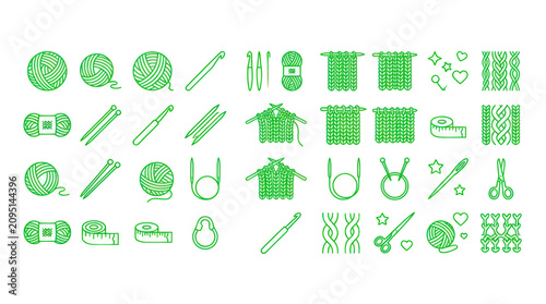 Foto Green icons of various objects.
