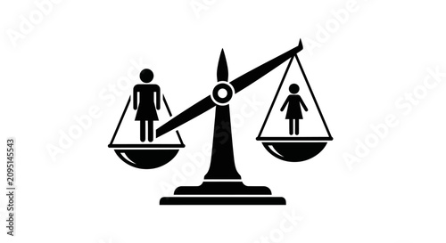 Foto Gender equality concept icon with female figures on a balance scale