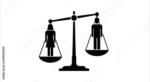 Konstfotografi Gender equality icon showing man and woman on a balanced scale.