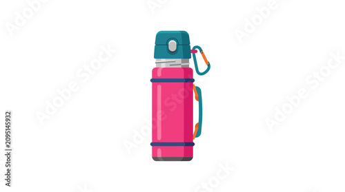 Photos Pink insulated water bottle with cap.