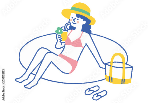 Woman Enjoying a Summer Day at the Beach_Color