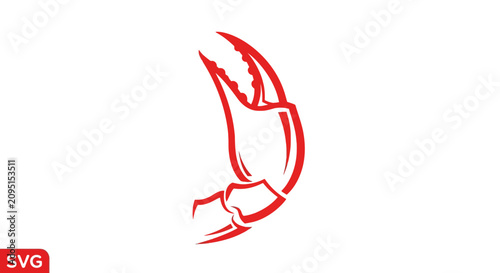 Fotografi Red crab pincer icon for seafood and marine design
