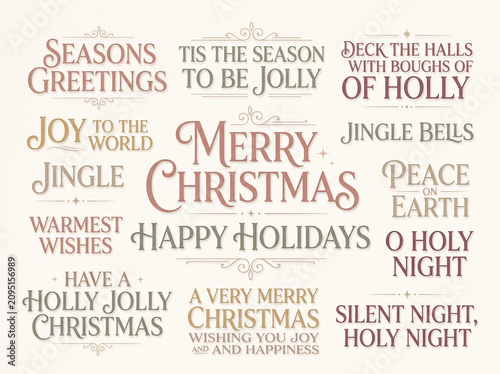 Vintage typography layout with classic Christmas greetings
