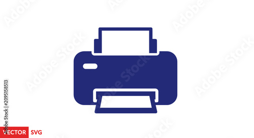 Navy blue office printer icon for document printing