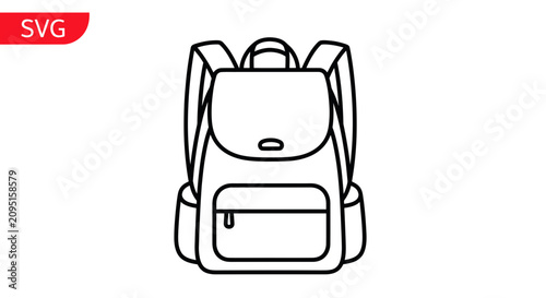 Minimalist school backpack icon for travel and education