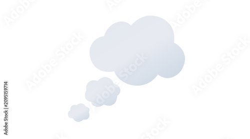 Gray thought bubbles in various sizes on transparent background bubble cloud speech dialog comment. white cloud thought bubbles with smooth matte texture