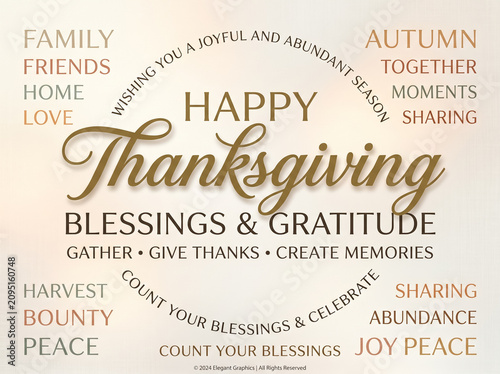 Thanksgiving blessings and gratitude text graphic layout