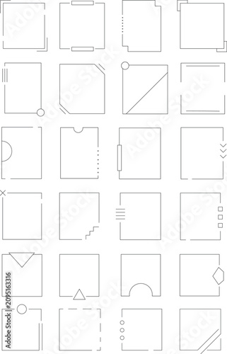 Collection of 24 Minimal Geometric Outline Frames and Decorative Borders