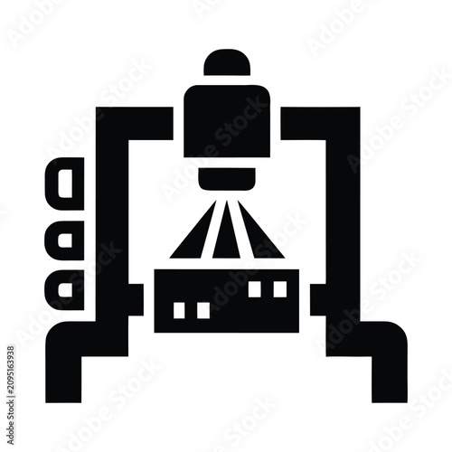 CNC laser cutting machine icon for industrial manufacturing