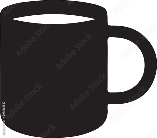 Coffee Mug Silhouette Icon Isolated on White Background Vector Illustration