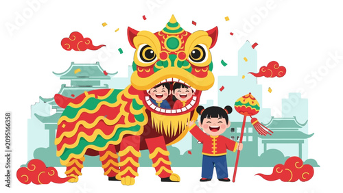 Valokuva Chinese New Year lion dance performance.