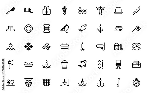 Obraz na płótnie Fishing related icon set