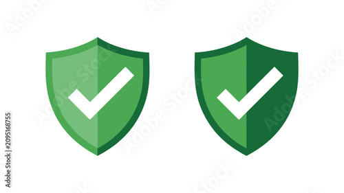 Tableau sur toile shield checkmark icon set green security verification badge