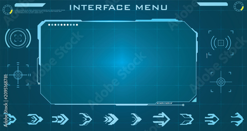Obraz na płótnie High Tech HUD Interface Panels and Menu Elements Set featuring futuristic digita