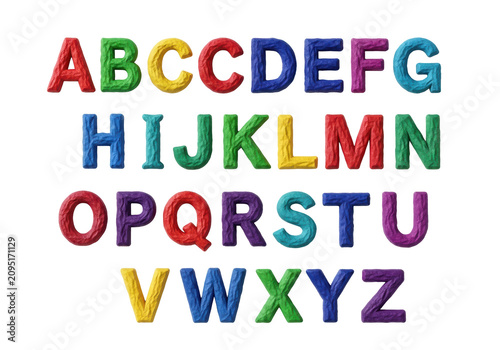 complete english alphabet a-z, vibrant uppercase letters with crumpled matte paper texture, organized rows, flat lay top-down on transparent, concept of organized learning materials