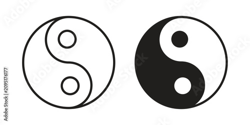 Photos Yin yang icon thin line pictograms group