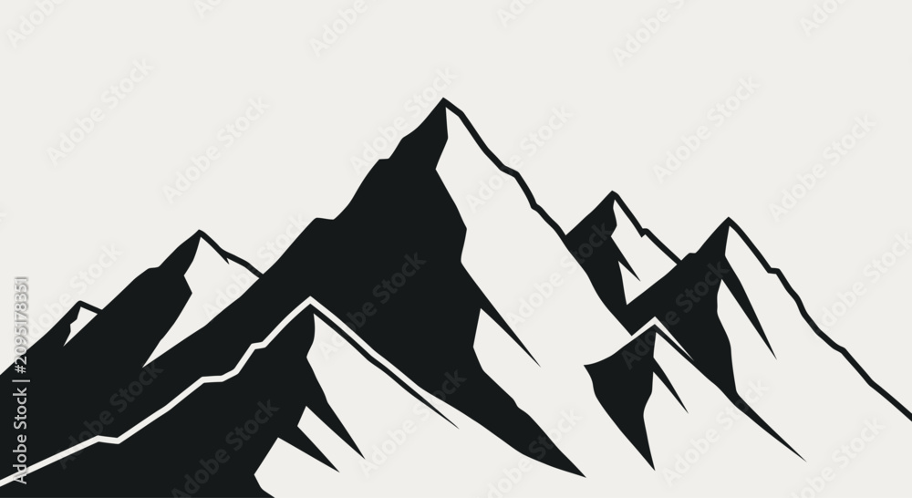 Obraz premium Minimalist Mountain Range Silhouette Vector Illustration